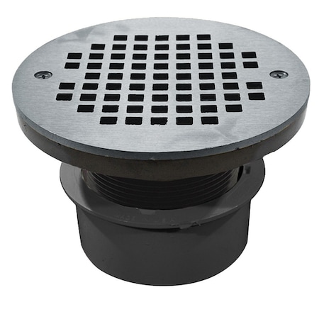 Jones Stephens 3in. PVC Inside Pipe Fit Drain Base with 2in. Plastic Spud and 4in. Chrome Plated Strainer D53152